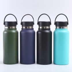 New hot-selling 32oz space bottle with handle and bamboo lid, stainless steel thermos, double-walled vacuum sports bottle, wholesale
