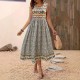 Spring and summer cross-border European and American new style fashion sleeveless round neck positioned print romantic floral plus size dress for women 2025