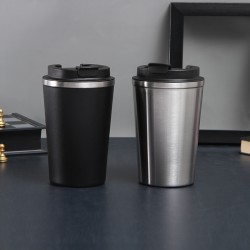 Stainless steel vacuum thermos with creative and stylish flip-top coffee cup, direct drinking outdoor portable cup, wholesale