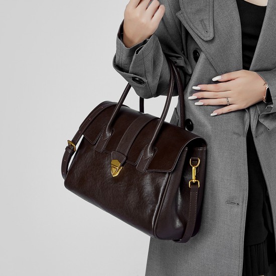 Vintage genuine leather handbag tote bags, new cross-border vegetable-tanned cowhide large-capacity briefcases, large travel bags for women