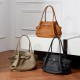 Large, stylish and simple top-grain cowhide handbag, pleated basket bag, elegant genuine leather shoulder and crossbody bag