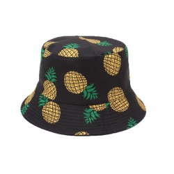 Overseas cartoon pepper and cucumber print bucket hat, double-sided bucket hat for couples, round sun hat for women