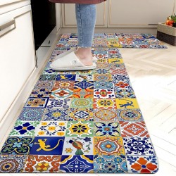 Amazon cross-border creative abstract pattern floor mats. Non-slip, oil-absorbent, and easy-care kitchen floor mat set