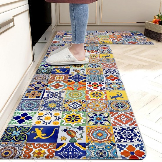 Amazon cross-border creative abstract pattern floor mats. Non-slip, oil-absorbent, and easy-care kitchen floor mat set