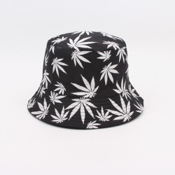 Reversible bucket hat, fashionable leaf print bucket hat, Korean style, versatile couple's sun hat, men's sun hat.