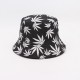 Reversible bucket hat, fashionable leaf print bucket hat, Korean style, versatile couple's sun hat, men's sun hat.