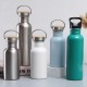 Stainless steel sports water bottle with bamboo and wooden lid, large-mouthed insulated mug, portable single-layer, wholesale for export.