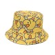 A reversible bucket hat with a cartoon yellow duck, outdoor sun protection, and a foldable bucket hat for women.