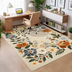 Cross-border direct sales of French floral living room carpet, bedroom and balcony wall-to-wall, non-slip, and easy-care bedside blanket.