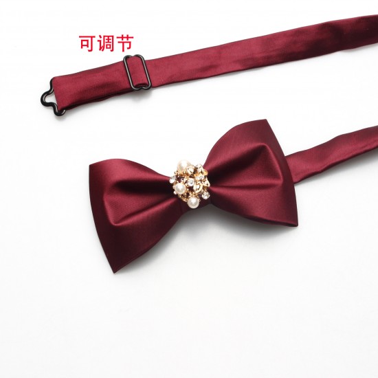 Fashionable solid-color bow ties for men's formal business banquets, groomsmen, wedding dress bows, flat-cut bow ties