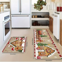 Cross-border TEMU labeled Christmas long kitchen mat, absorbent, stain-resistant, non-slip set, doormat.