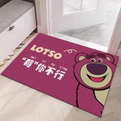 Cartoon strawberry bear diatom mud absorbent bathroom floor mats, stain-resistant, non-slip indoor entrance doormats, bathroom absorbent mats