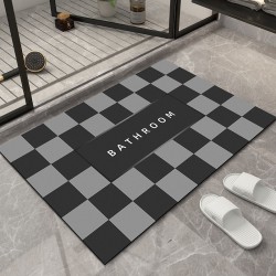 Checkerboard pattern bathroom soft diatom mud absorbent floor mats, non-slip quick-drying doormats for bathroom and toilet entrances