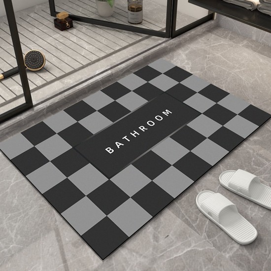 Checkerboard pattern bathroom soft diatom mud absorbent floor mats, non-slip quick-drying doormats for bathroom and toilet entrances Checkerboard pattern bathroom soft diatom mud absorbent floor mats, non-slip quick-drying doormats for bathroom and toilet entrances