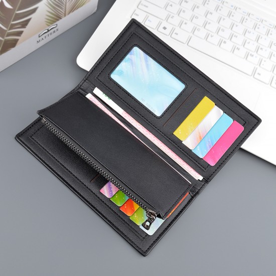 New men's wallet - long style wallet, vertical style thin soft leather wallet with multi-card slot, multi-card bag for suit bag