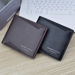 New men's wallet - short style wallet, multi-card slot men's youth fashionable simple wallet, thin style embossed horizontal style soft leather wallet