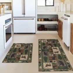 Temu cross-border retro American kitchen mats, labelable, non-slip, absorbent, and stain-resistant striped floor mats for home use.