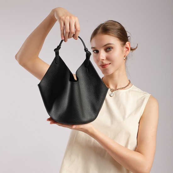 Original TC top-grain cowhide large-capacity vegetable basket genuine leather tote bag, a new summer trendy mother-and-child commuter bag