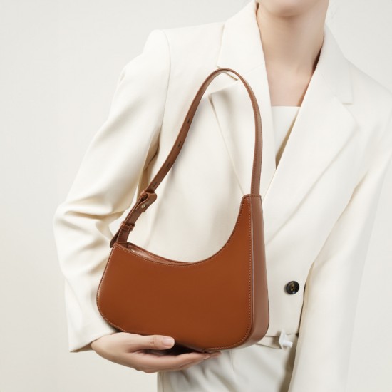 Niche Genuine Leather Design Kendall Jenner's Half Moon Bag, 2025 New Minimalist Single Shoulder Underarm Handbag
