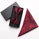Burgundy paisley cashew pattern square bow tie gift set, two-piece men's business and fashionable wedding bow tie set. Burgundy paisley cashew pattern square bow tie gift set, two-piece men's business and fashionable wedding bow tie set.