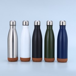 Foreign trade 304 stainless steel vacuum thermos with double-layer vacuum cork bottom, sealed and leak-proof cola bottle, portable sports water bottle
