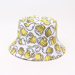Reversible bucket hat, versatile beer mug print sun protection hat for outdoor travel, couple's sun hat, bucket hat Hats