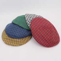 Women's retro Japanese plaid beret, thin spring and summer style. Painter's hat, versatile soft girl's octagonal hat, pumpkin hat