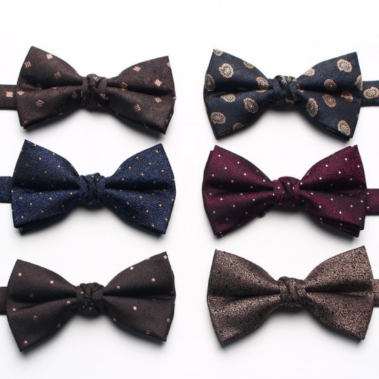 New Yarn-Dyed Jacquard Men's Bow Ties, Business Fashion Polyester Silk Groom & Groomsmen Wedding Bow Ties, Wholesale & In Stock
