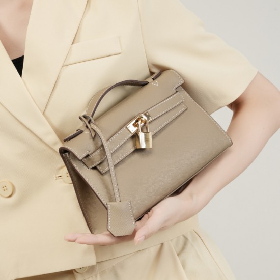Spring and summer genuine leather Kelly bags, palm print mini, genuine leather chain bags, mini shoulder bags.