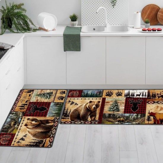 Cross-border American country-style long kitchen mats, absorbent, non-slip and wear-resistant, easy-care, two-piece set available for shipping