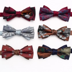 New striped colorblock double-layered bow ties, business-chic, British-style suit accessories, wedding bow tie manufacturers, wholesale