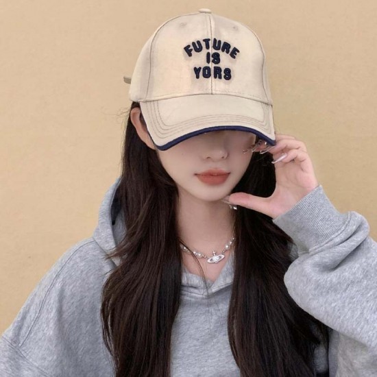 Korean Fringe Baseball Cap with Unique Style to Make Face Look Smaller Baseball Cap with Duckbill Tongue Insulated Sun Hat for Spring and Summer Sun Protection and Shade Hat for Street Casual Wear