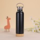 304 stainless steel double-layer vacuum insulated mug, bamboo bottom, cork bottom, American-style wide-mouth sports water bottle, outdoor hiking