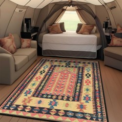 Cross-border vintage ethnic decorative carpet, stain-resistant and easy-care sofa blanket, living room wall-to-wall non-slip mat
