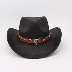 Overseas textured western cowboy hat with curved sides, smooth British-style jazz hat, retro gentleman's top hat, sun visor