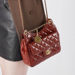 2025 new top-grain cowhide Hobo bag, Tmall Genie Chanel-style fashionable and versatile shoulder bag