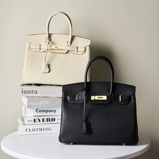 Large Litchi-Pattern Birkin Bag, Genuine Top-Grain Cowhide Handbag, Large-Capacity Kelly Bag, 2025 New Trend Large Litchi-Pattern Birkin Bag, Genuine Top-Grain Cowhide Handbag, Large-Capacity Kelly Bag, 2025 New Trend