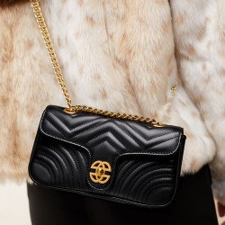 Top-layer cowhide small perfume bag, niche high-end genuine leather women's bag, 2025 new style heart diamond chain bag