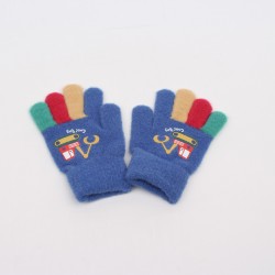 Children's warm gloves for boys, autumn and winter, mittens with excavator prints, outdoor cold-weather gloves