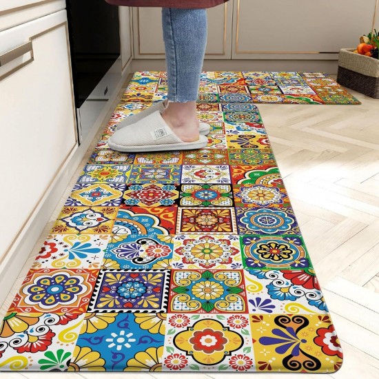 Amazon cross-border creative abstract pattern floor mats. Non-slip, oil-absorbent, and easy-care kitchen floor mat set