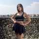 Amazon European and American women's wear pleated drawstring sporty mini skirt, pleated drawstring high-waist sexy short skirt