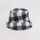 Cross-border plaid reversible bucket hat, Korean-style fresh and casual sun hat, outdoor foldable bucket hat for women.