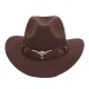 Cross-border Golog Tibetan hat, western cowboy hat, bull head accessory, felt hat, ethnic style curled brim jazz hat