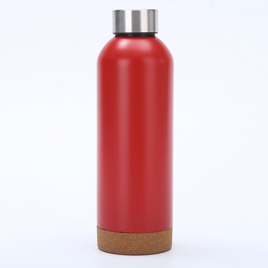 New large-capacity cork-bottomed outdoor sports water bottle, portable handle thermos with bamboo lid, cycling bottle