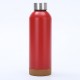 New large-capacity cork-bottomed outdoor sports water bottle, portable handle thermos with bamboo lid, cycling bottle