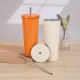 Solid color 304 stainless steel double-layer vacuum insulated mug, large-capacity portable thermos, outdoor car mug
