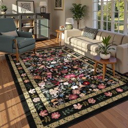 Factory Direct Bohemian American Floral Rug, Living Room Decorative Rug, Non-Slip, Wear-Resistant Coffee Table Mat