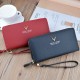 New women's wallet - long style double zipper hand-held bag, fashionable and litchi-patterned large capacity double-layer money clip, mobile phone bag.