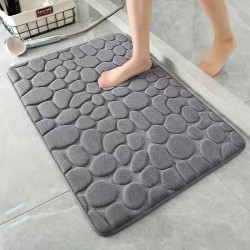 Cross-border coral fleece embossed stone bathroom mat, pebble absorbent, non-slip doormat, stock and dropshipping