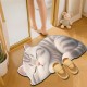 Cute 3D cat print diatom mud floor mats, non-slip, absorbent, quick-drying, easy-care foot mats for the bathroom and kitchen.